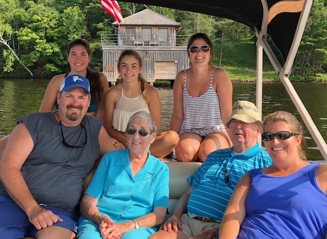 Family group photo on pontoon