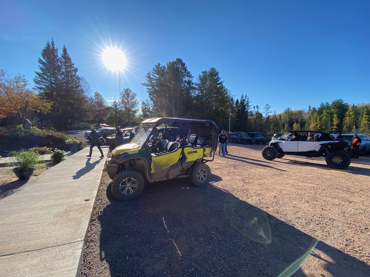 UTVs in Lakewoods resort parking lot