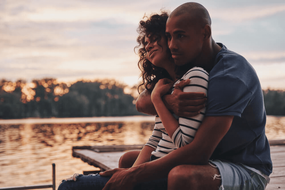 Photo of a Couple on a Lake Dock During a Northern Wisconsin Couples Retreat.