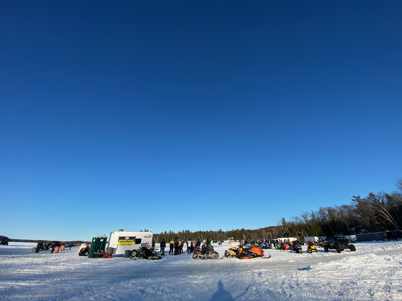 weenie roast group on the lake