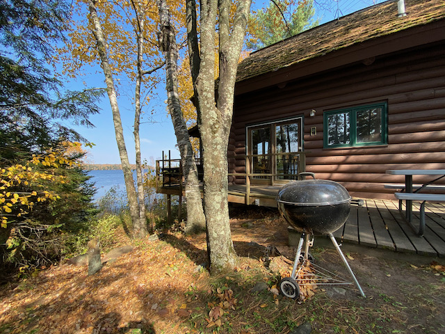 cabin exterior with charcoal grill
