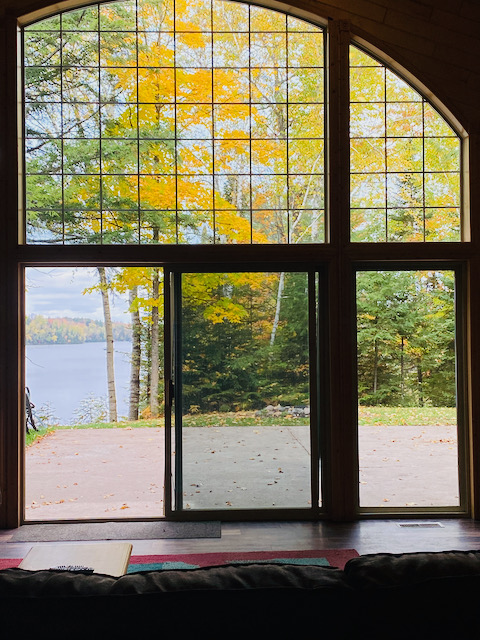 lake view from inside cabin